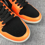 Air Jordan 1 Mid Sneakers in Black, Orange and Grey 554724-062