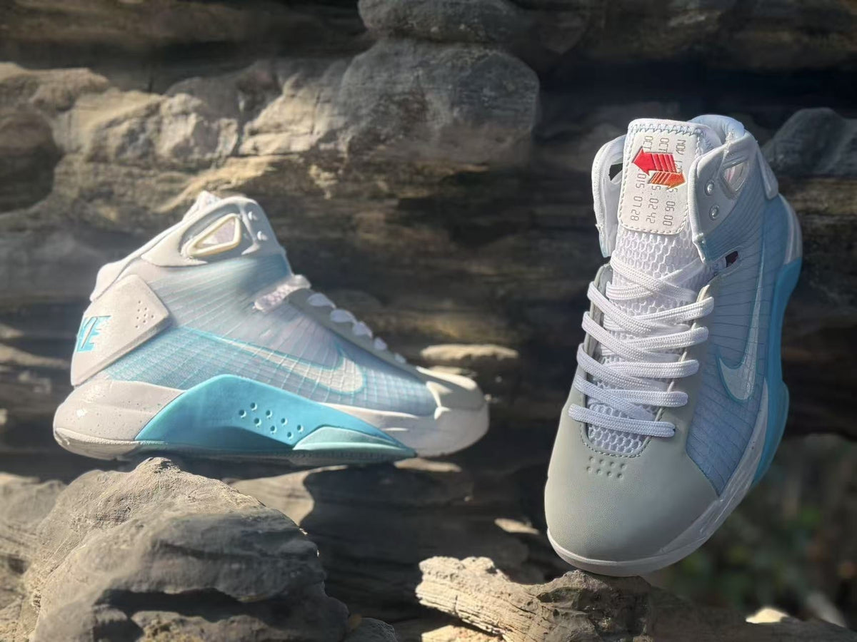 Nike HD2008 High-Top Basketball Sneakers White Light Blue