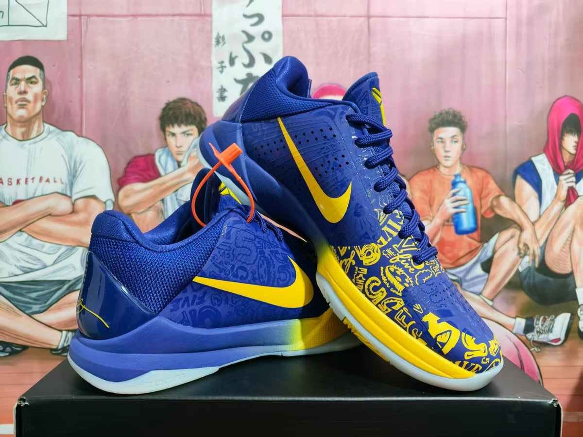 Nike Kobe 5 Basketball Shoes Blue and Yellow