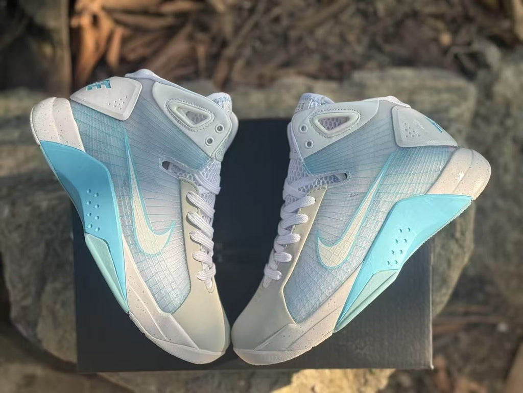 Nike HD2008 High-Top Basketball Sneakers White Light Blue