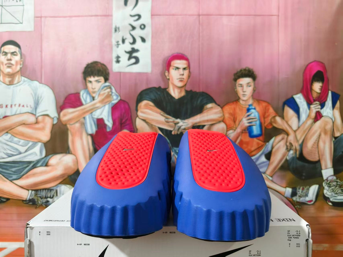 Nike Blue and Red Slide Sandals