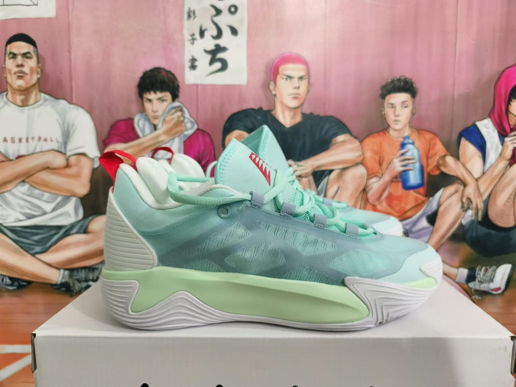Basketball Sneakers in Mint Green and White