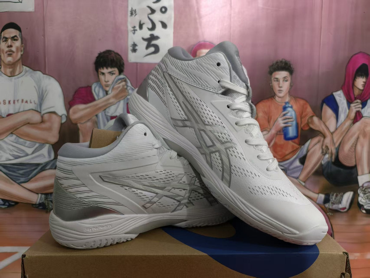 ASICS Basketball Shoes in White and Silver