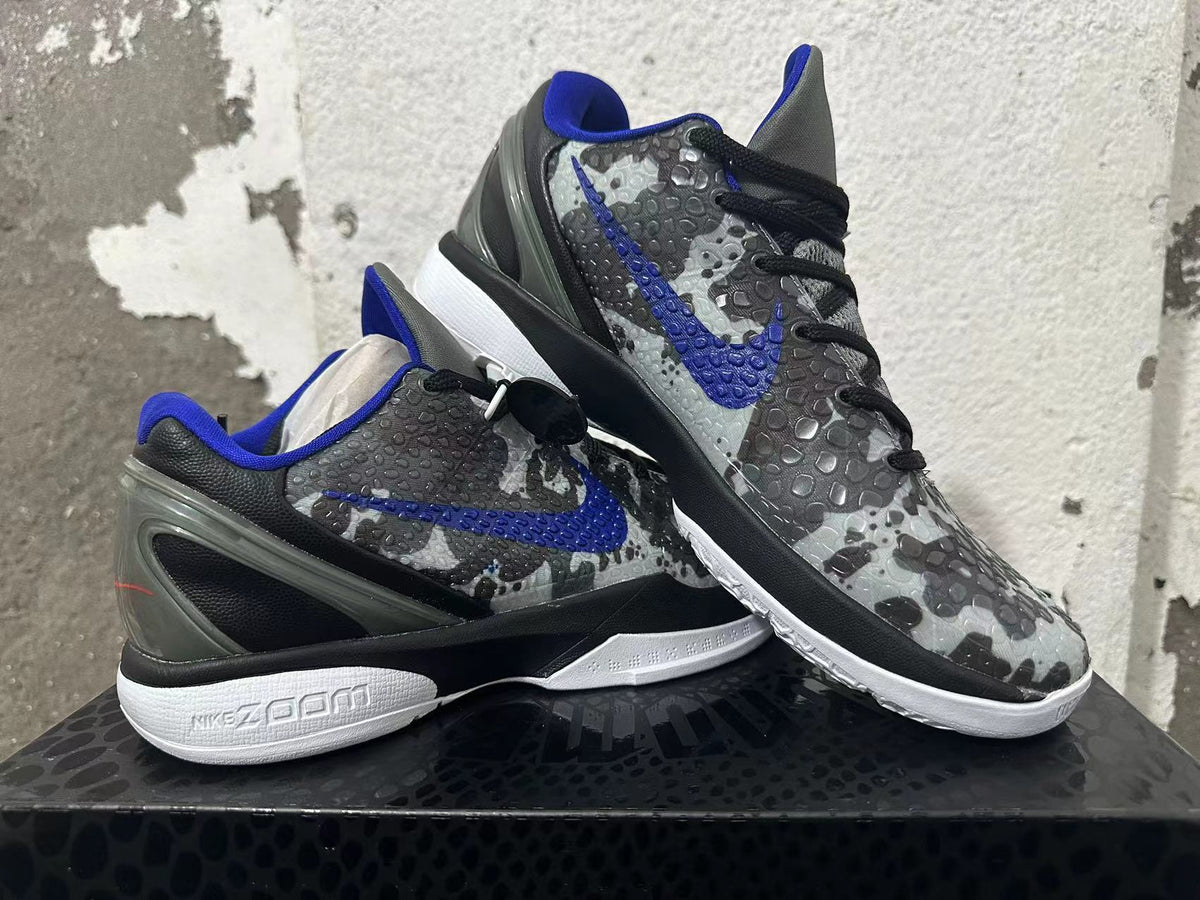 Nike Kobe 6 Protro Basketball Shoes, Gray Camo and Blue