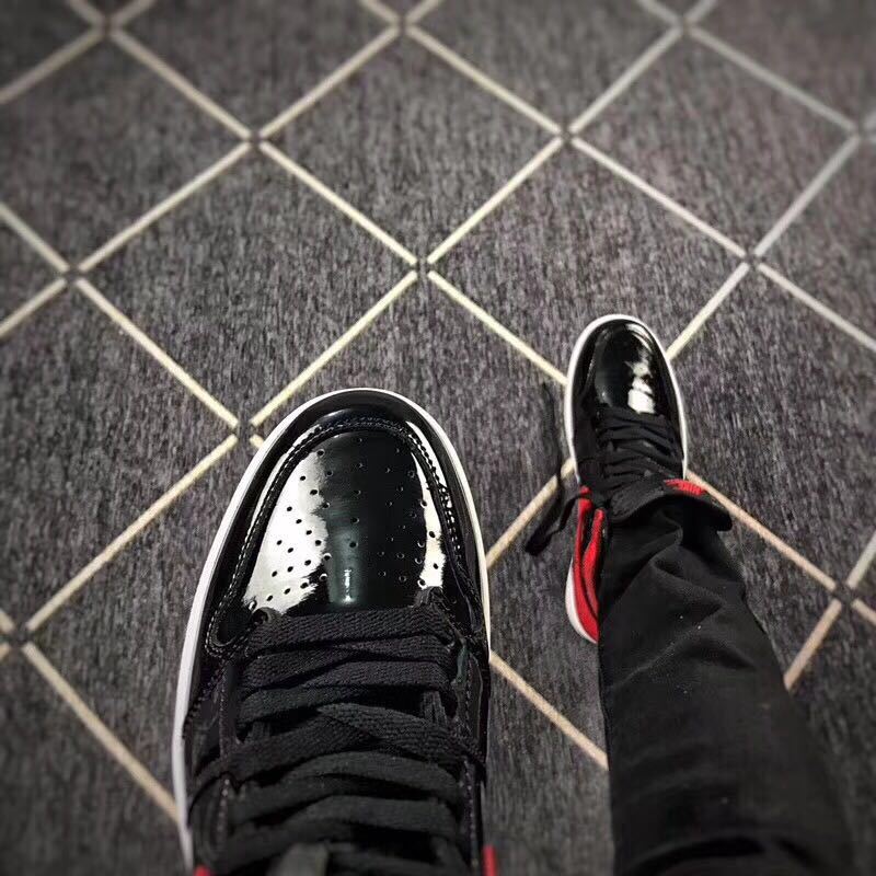 Jordan 1 High Black Red Patent Leather Sneakers
