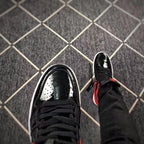 Jordan 1 High Black Red Patent Leather Sneakers