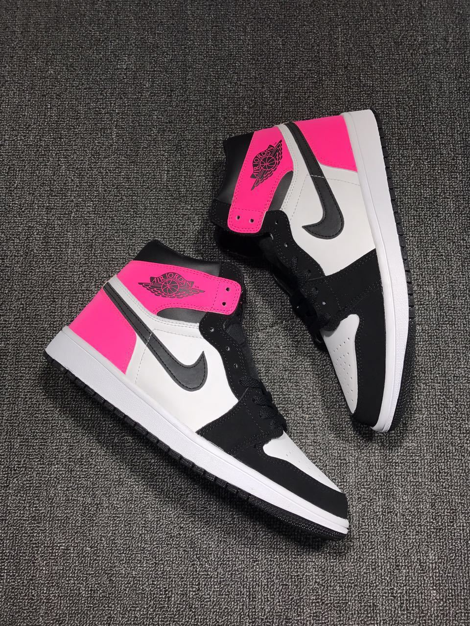 Jordan 1 High Pink Black White Sneakers