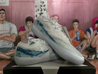 White and Blue Low-Top Sneakers