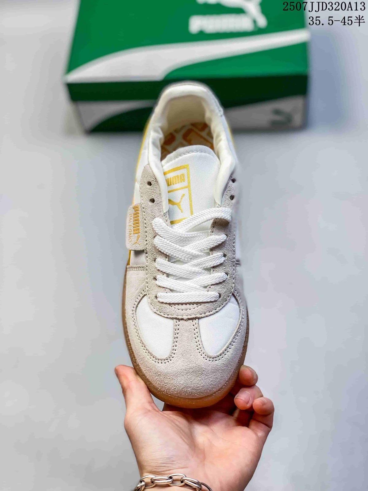 PUMA Palermo Leather Sneakers White Yellow Gum 2507JJD320A13