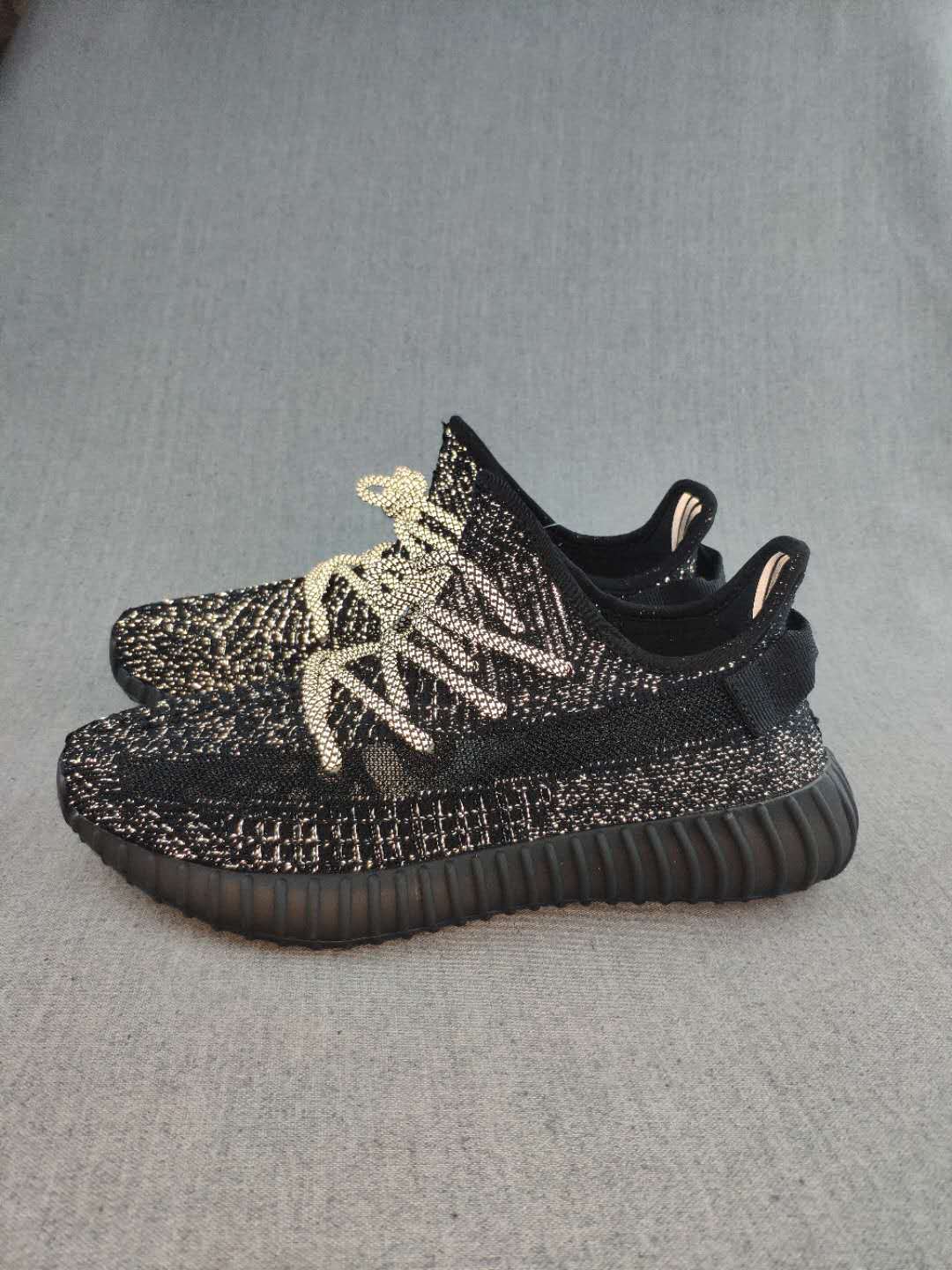 Yeezy 350 V2 Sneakers Black with Reflective-Style Details