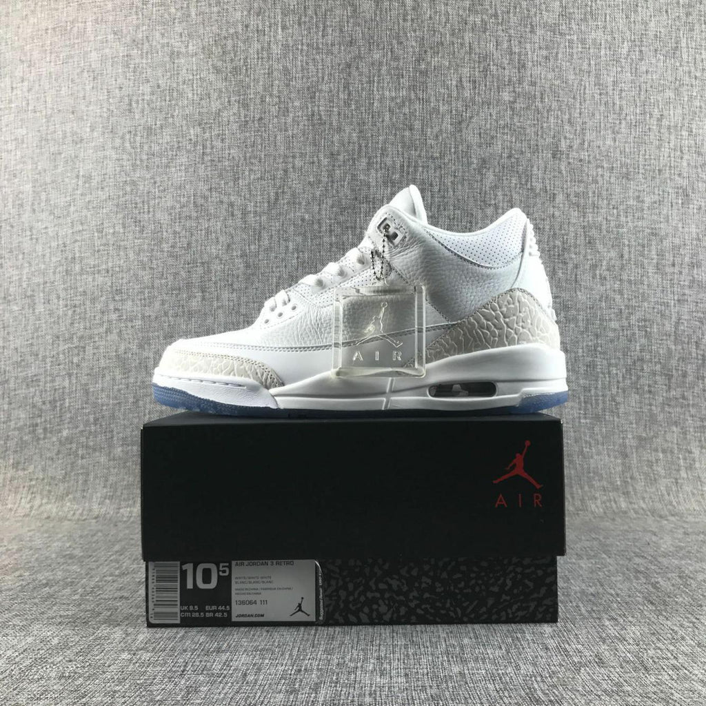 Jordan 3 White Cat Sneakers with Icy Blue Outsole