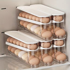 Auto-Sliding Egg Holder Tray Fridge Storage Organizer 14 Eggs