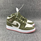 Jordan Air Jordan 1 Mid Olive White Pink Sneakers