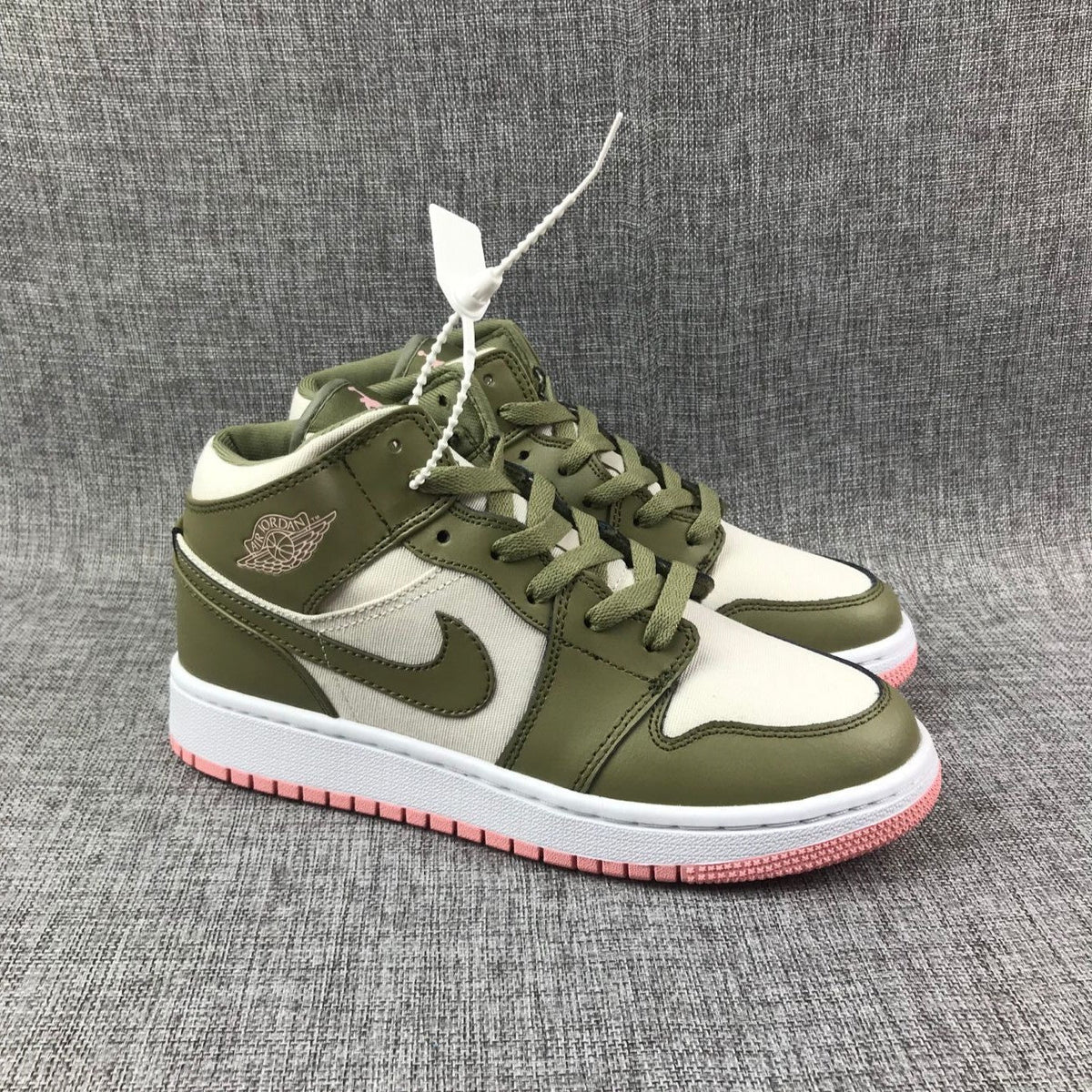 Jordan Air Jordan 1 Mid Olive White Pink Sneakers