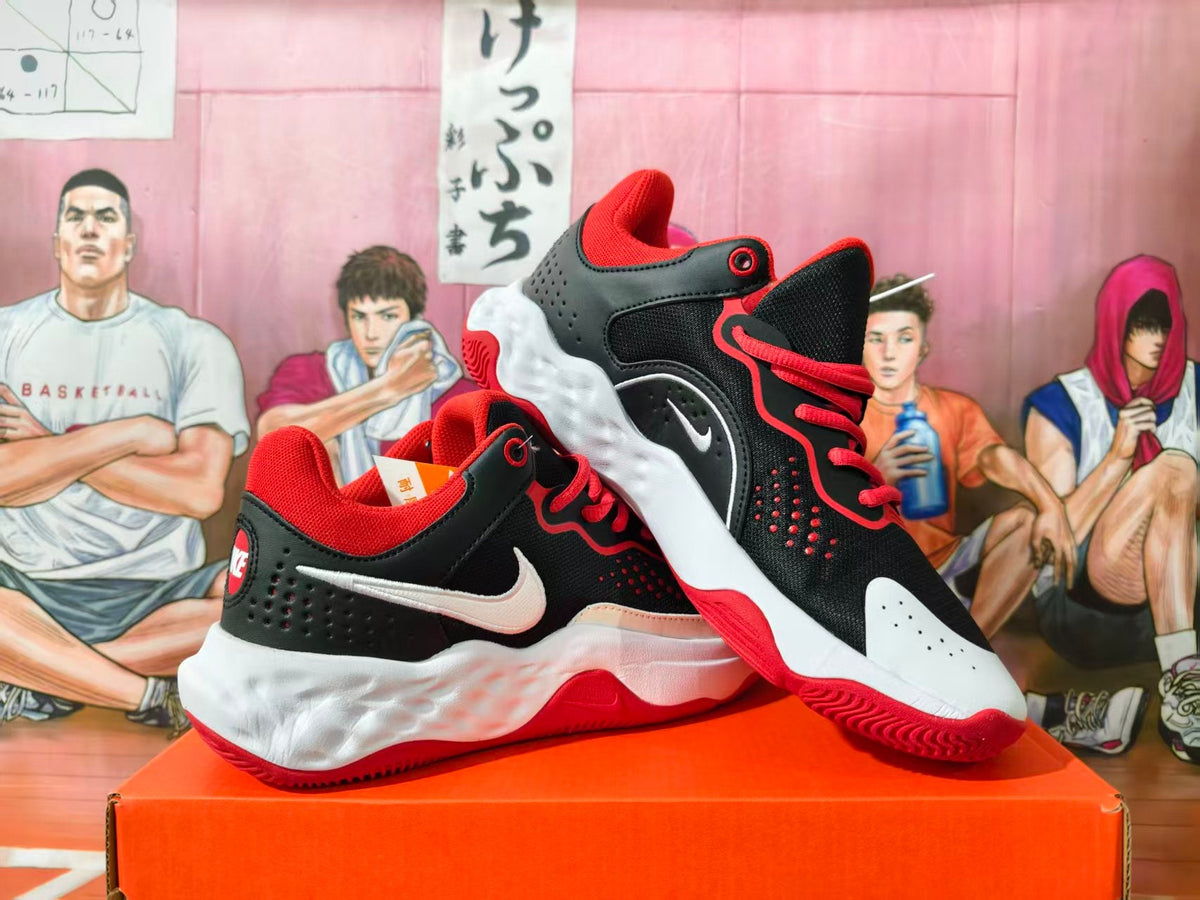 Nike Black and Red Basketball Shoes with White Swoosh
