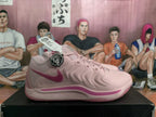 Nike Pink Basketball Sneakers with Dark Pink Swoosh