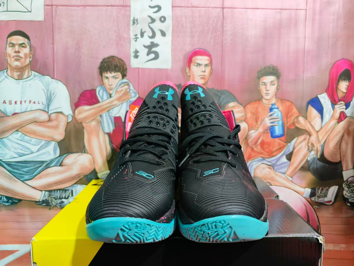 Under Armour Charged Basketball Sneakers Black Pink Blue