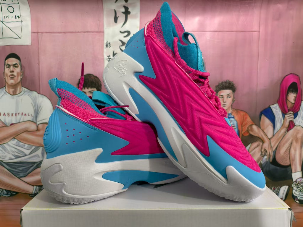 HELLOW Pink Blue Basketball Sneakers
