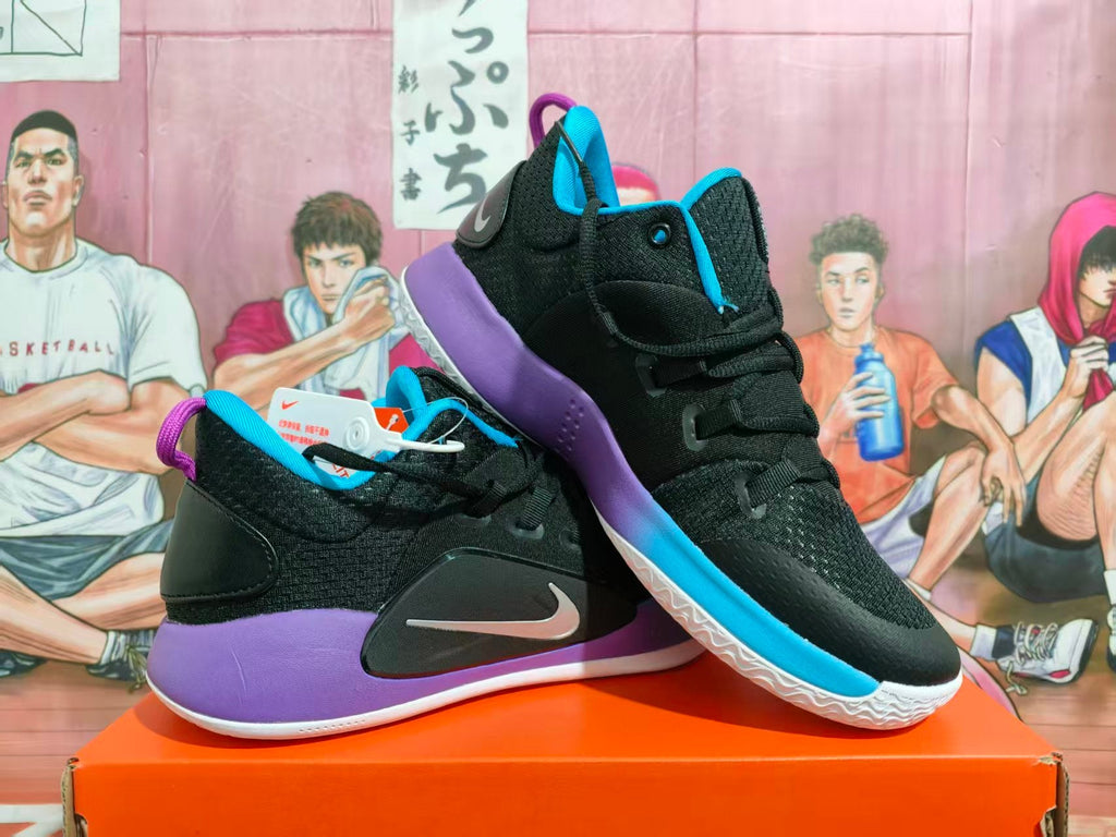 Nike Zoom Basketball Shoes Black Purple Blue