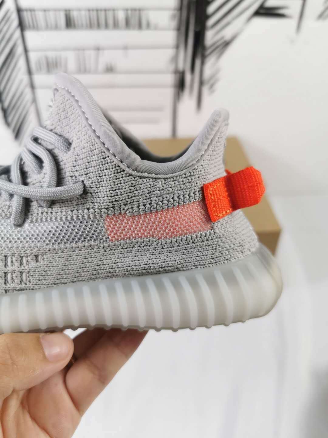 Yeezy 350 V2 Kids Sneakers Gray Pink Tail Light