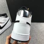 Jordan Air Jordan 1 Mid White Black Metallic Silver Sneakers