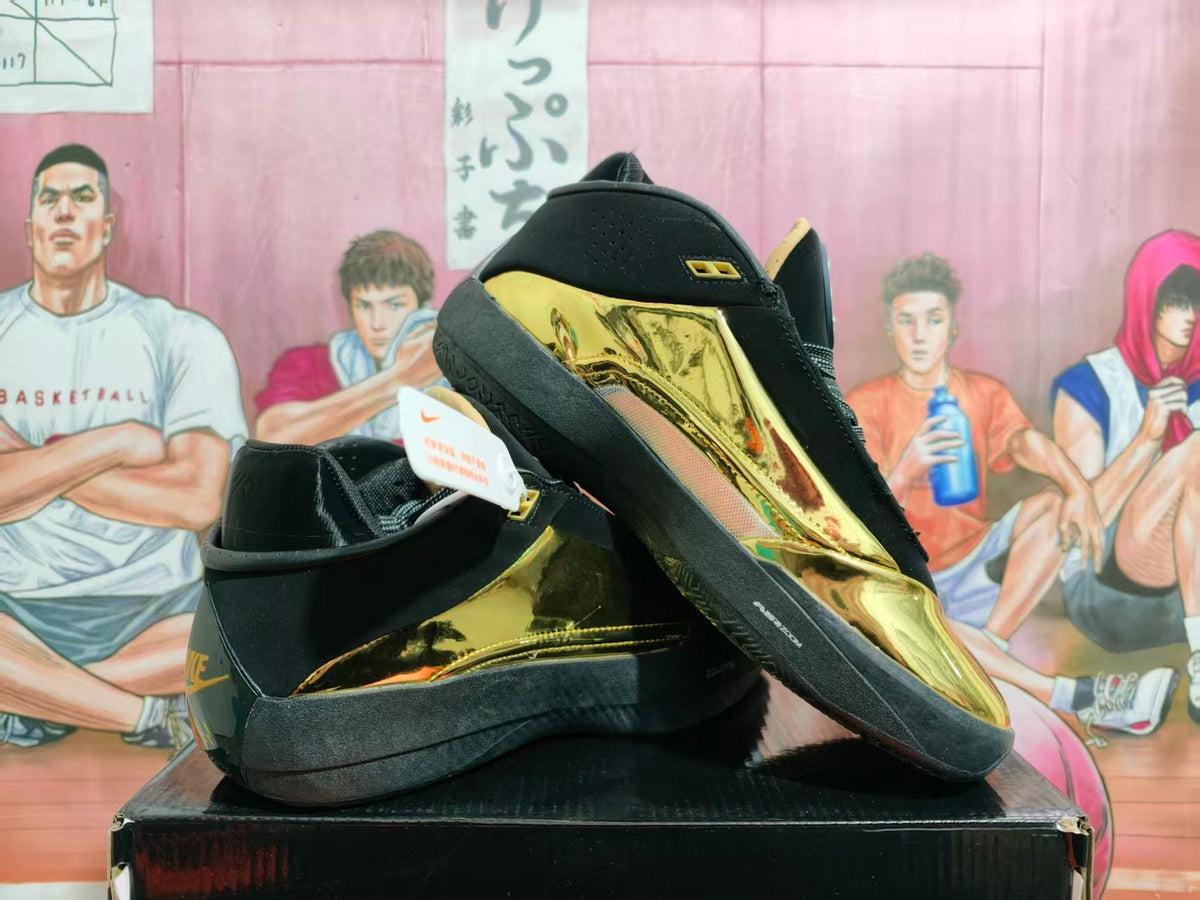Nike Air Jordan 38 Black and Metallic Gold Basketball Shoes