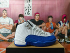 Jordan 12 Retro White and Blue High-Top Sneakers