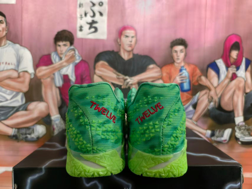 Nike Green Basketball Sneakers with Black and Red Swoosh