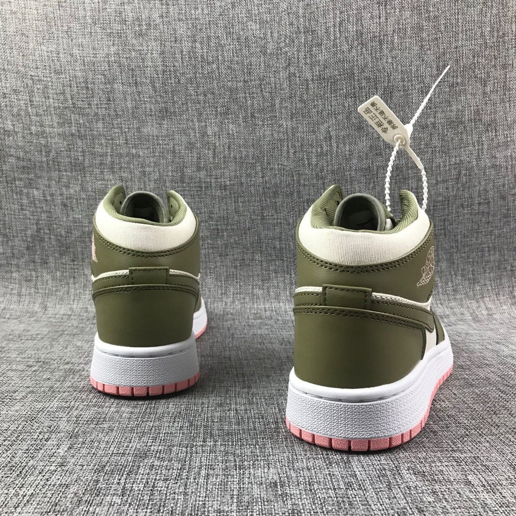 Jordan Air Jordan 1 Mid Olive White Pink Sneakers