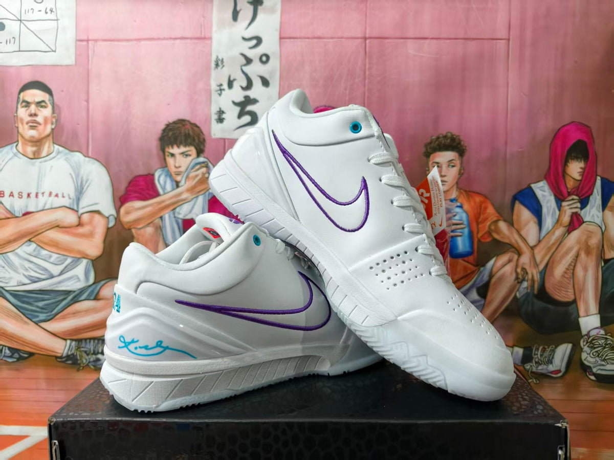 Nike Kobe Low Basketball Shoes White and Purple