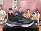 Black Purple Basketball Sneakers with Green Accents