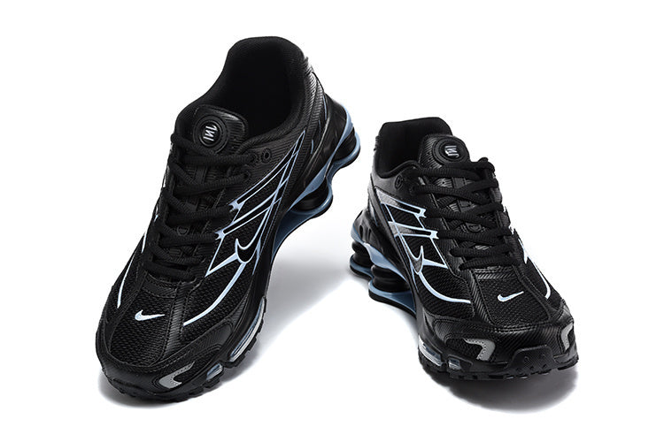 Nike Shox R4 Black and Light Blue Sneakers