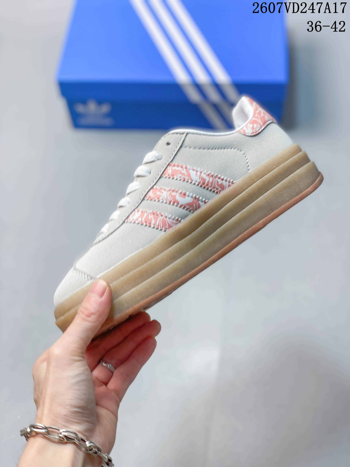 adidas Gazelle Bold Platform Sneakers Light Gray Pink