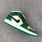 Jordan 1 Mid White Green Black Sneakers 852542-301