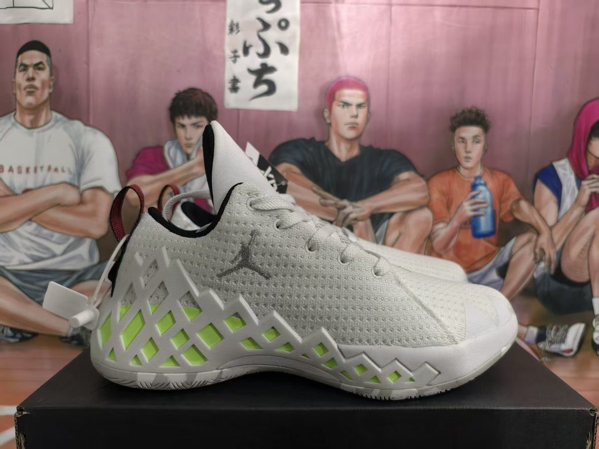 Jordan Mismatched Basketball Sneakers White Green and Pink
