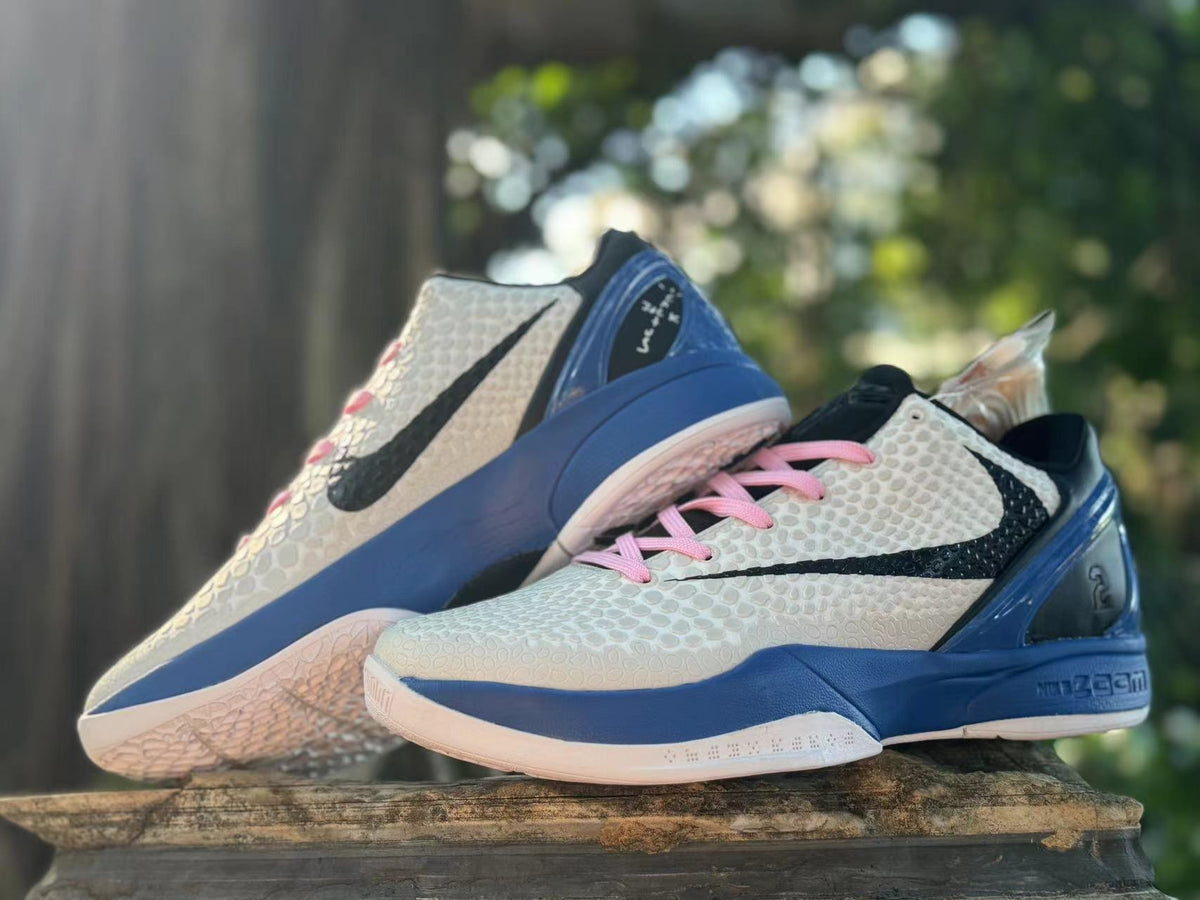 Nike Kobe 6 Basketball Shoes in White, Blue and Pink