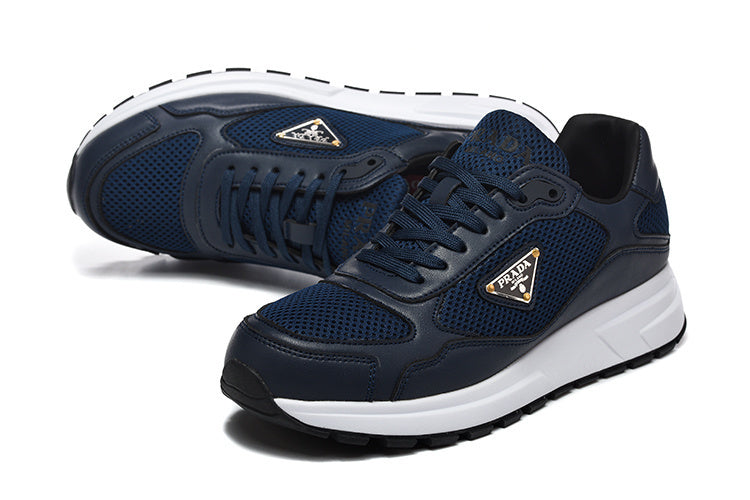 Prada Navy Mesh Panel Low-Top Sneakers