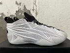 White and Black Sculpted High-Top Sneakers