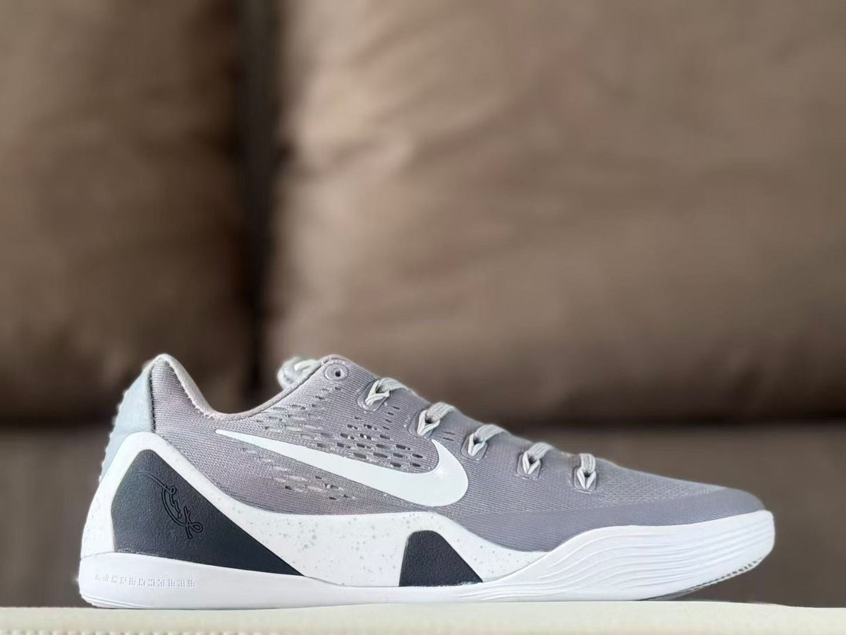 Nike Kobe 9 Low Basketball Shoes, Grey and White