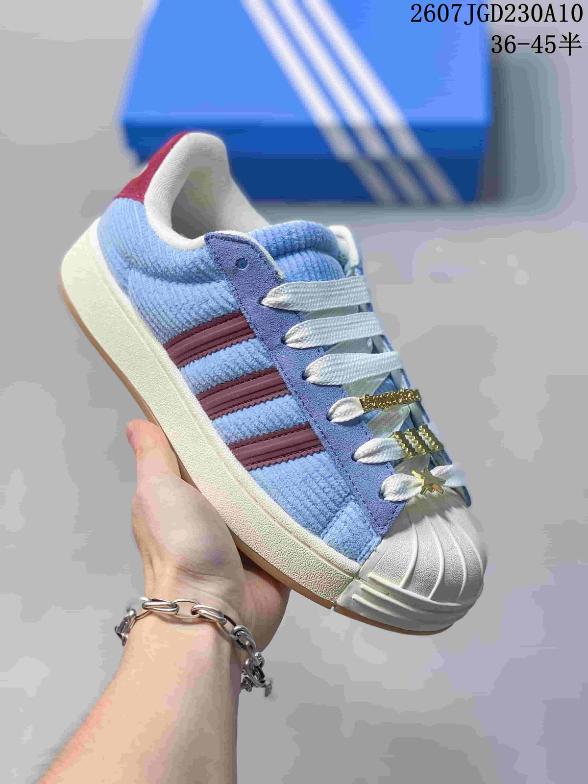 Adidas Superstar II Sneakers Blue and Burgundy