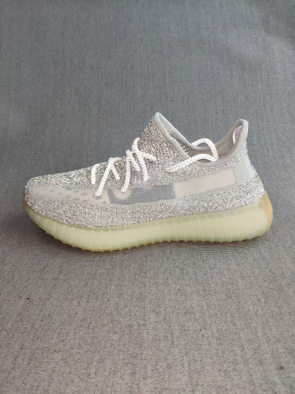 Yeezy 350 V2 Knit Sneakers Silver and White
