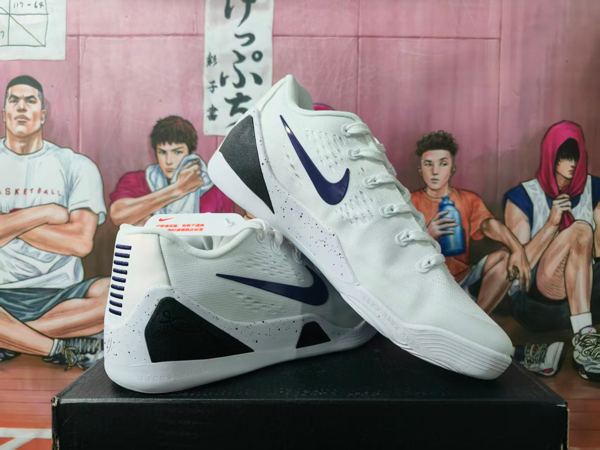 Nike White and Purple Basketball Sneakers