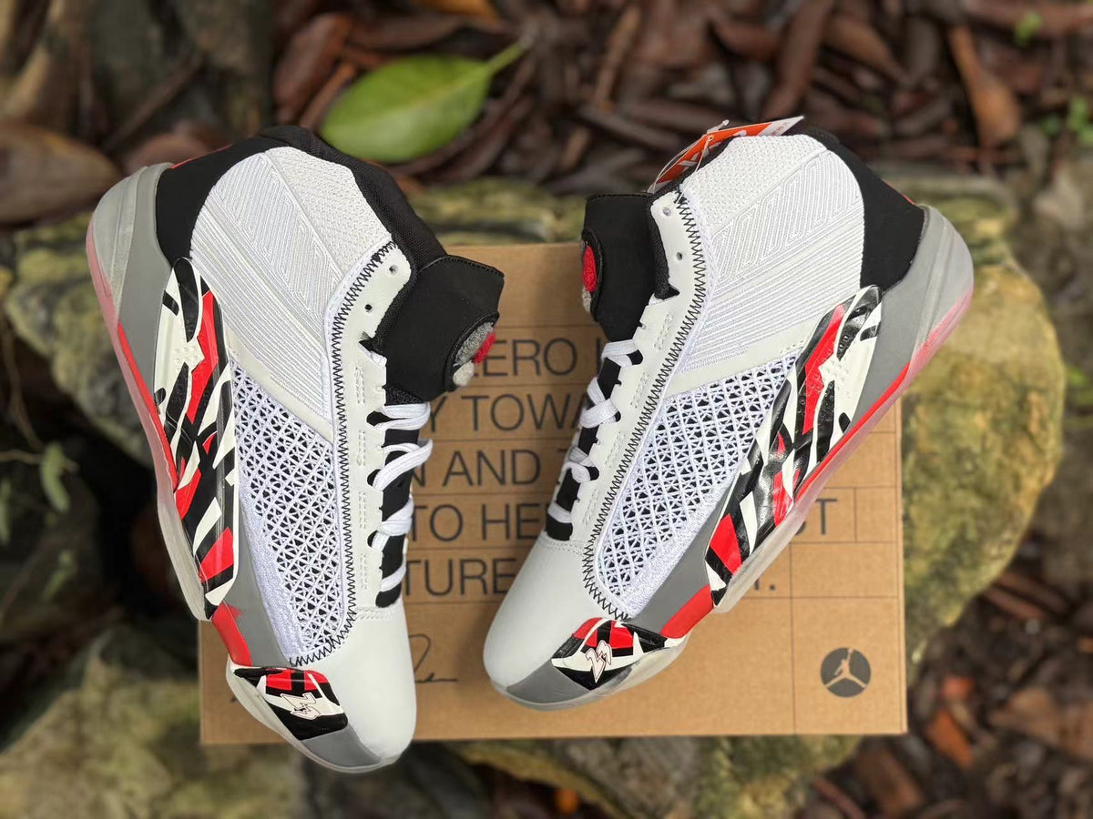 Jordan XXXVIII Basketball Shoes White Black Red