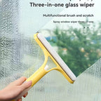 3 in 1 Window and Mirror Cleaning Tool Squeegee Brush and Microfiber Cloth for Bathroom Glass Shower Doors and Mirrors