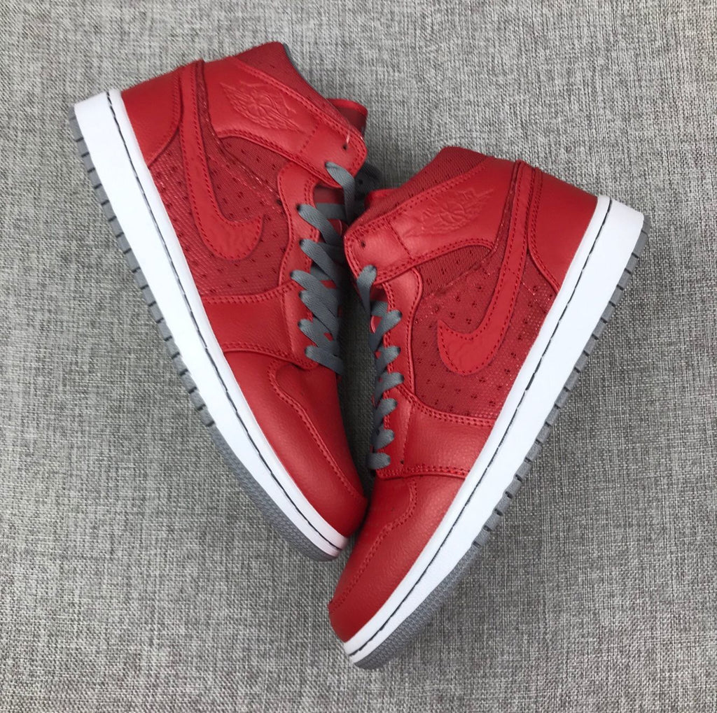 Jordan Air 1 Mid Red High-Top Sneakers 364770-603