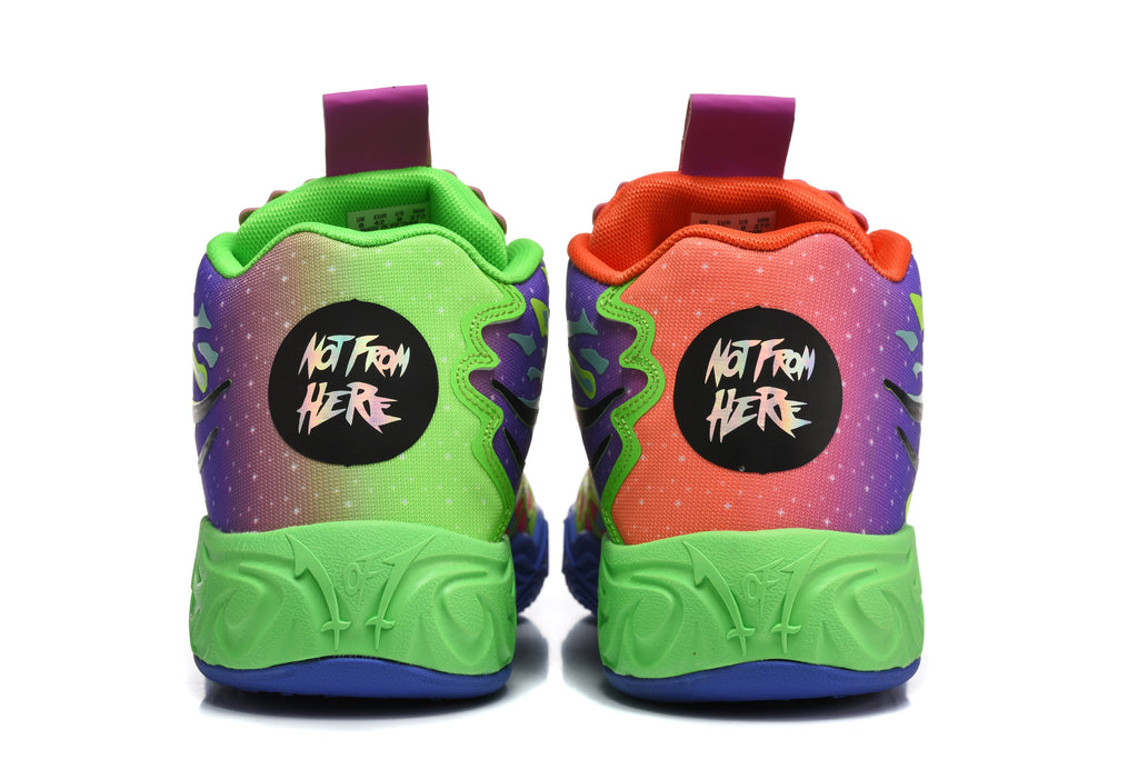 Nike 878-17 Basketball Shoes in Purple and Neon Green
