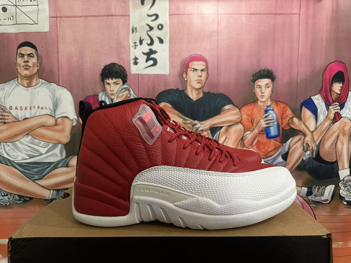 Jordan 12 High-Top Sneakers in Red and White