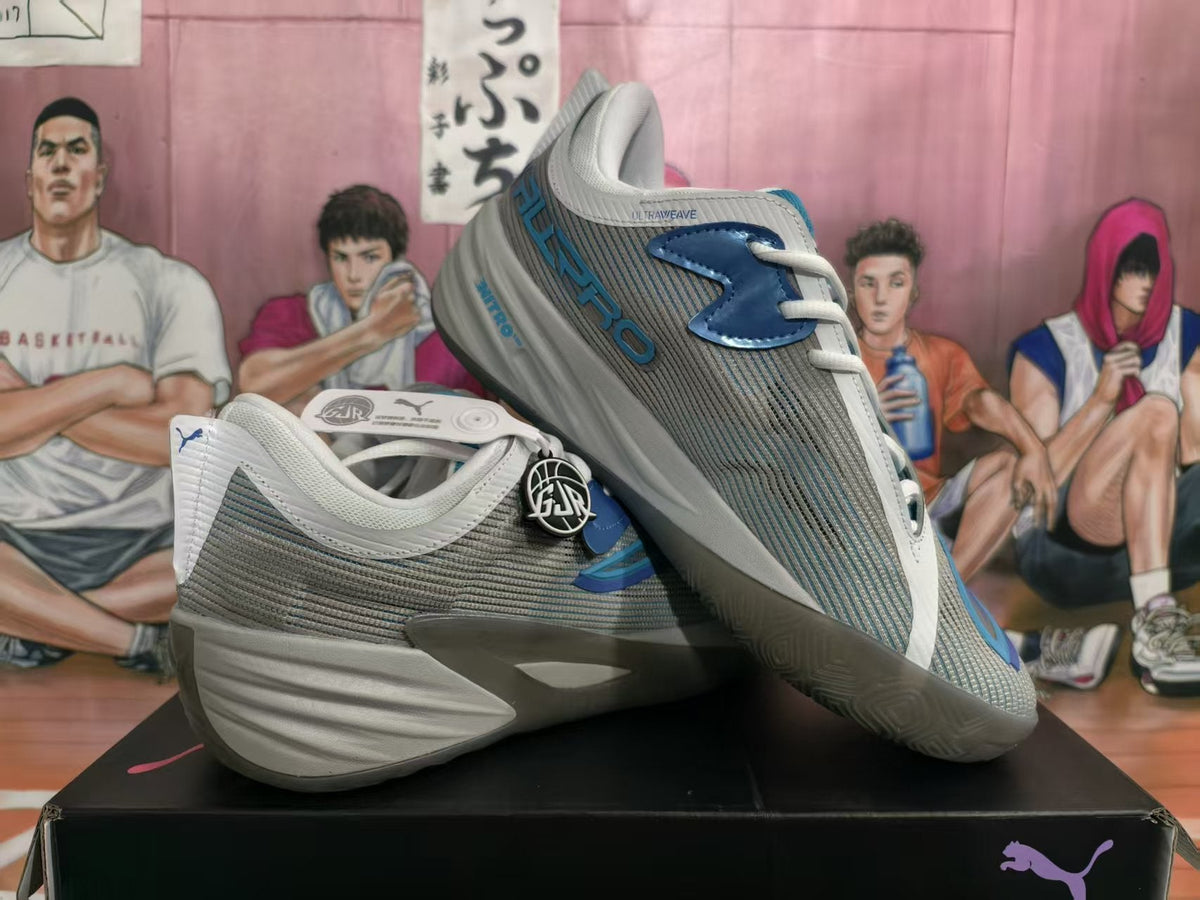 Puma All-Pro Nitro Basketball Shoes Gray Blue