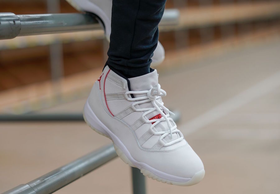 Jordan Air Jordan 11 Platinum Tint White Red Sneakers