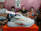 Nike Zoom Basketball Shoes, White, Blue and Orange